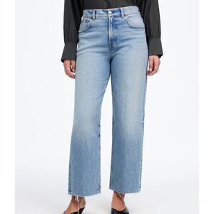 Madewell The Perfect Vintage Wide Leg Crop blue high waisted denim jeans 28